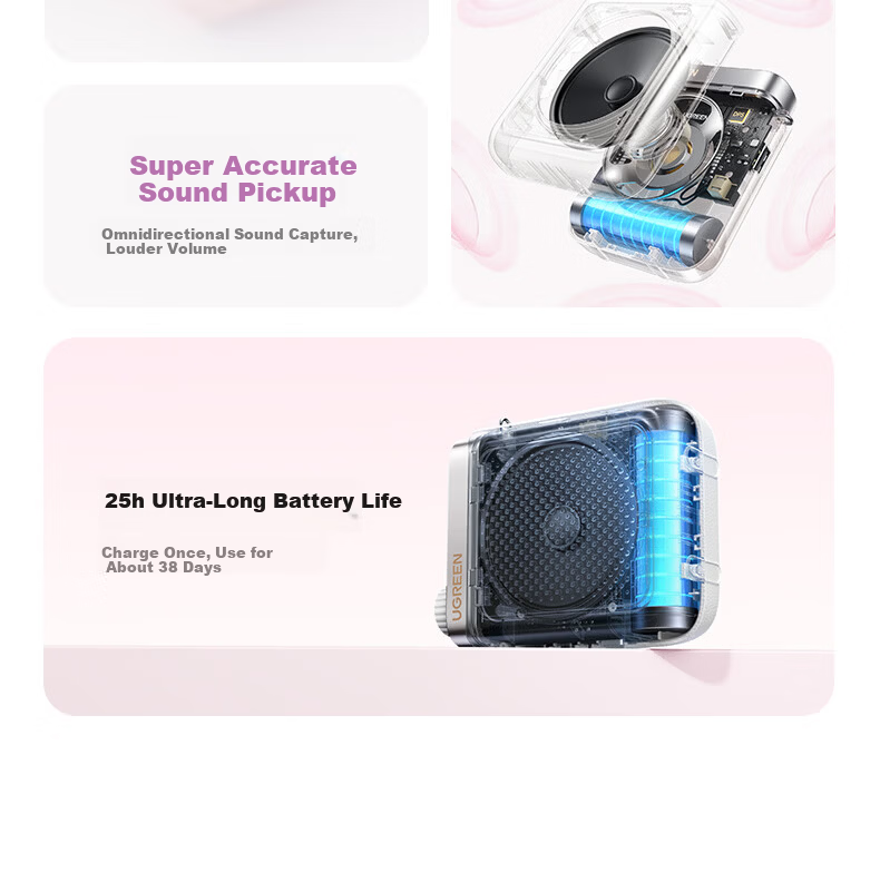 UGREEN V6 Little Bee Amplifier Teacher Wireless Headset Anti-Howling Bluetooth Speaker Portable Long Battery Life 3C Certified for Classroom Outdoor Lectures Recording 5