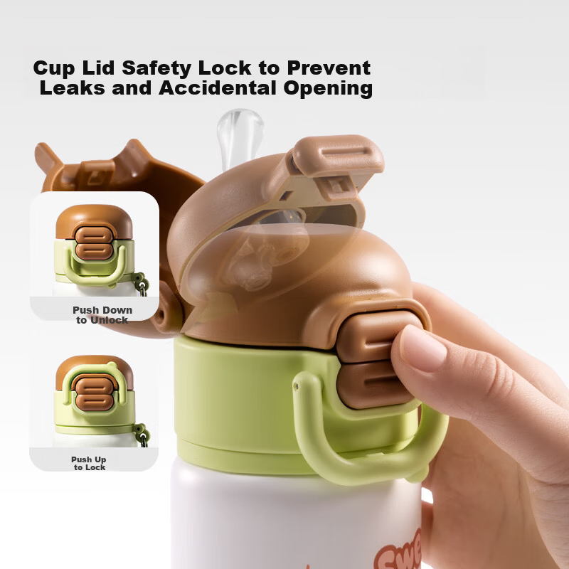 Deli Kids Student Insulated Bottle Strawberry Cake Cute Primary School Multifunctional Dual Drinking Spout Long-lasting Insulated Straw Cup