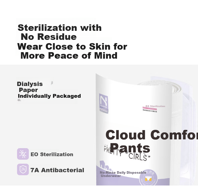 Nolansen Diapers Women's Daily Disposable Underwear 100% Cotton Crotch EO Sterilized Antibacterial 7A Underwear - 7 Pieces XL 9