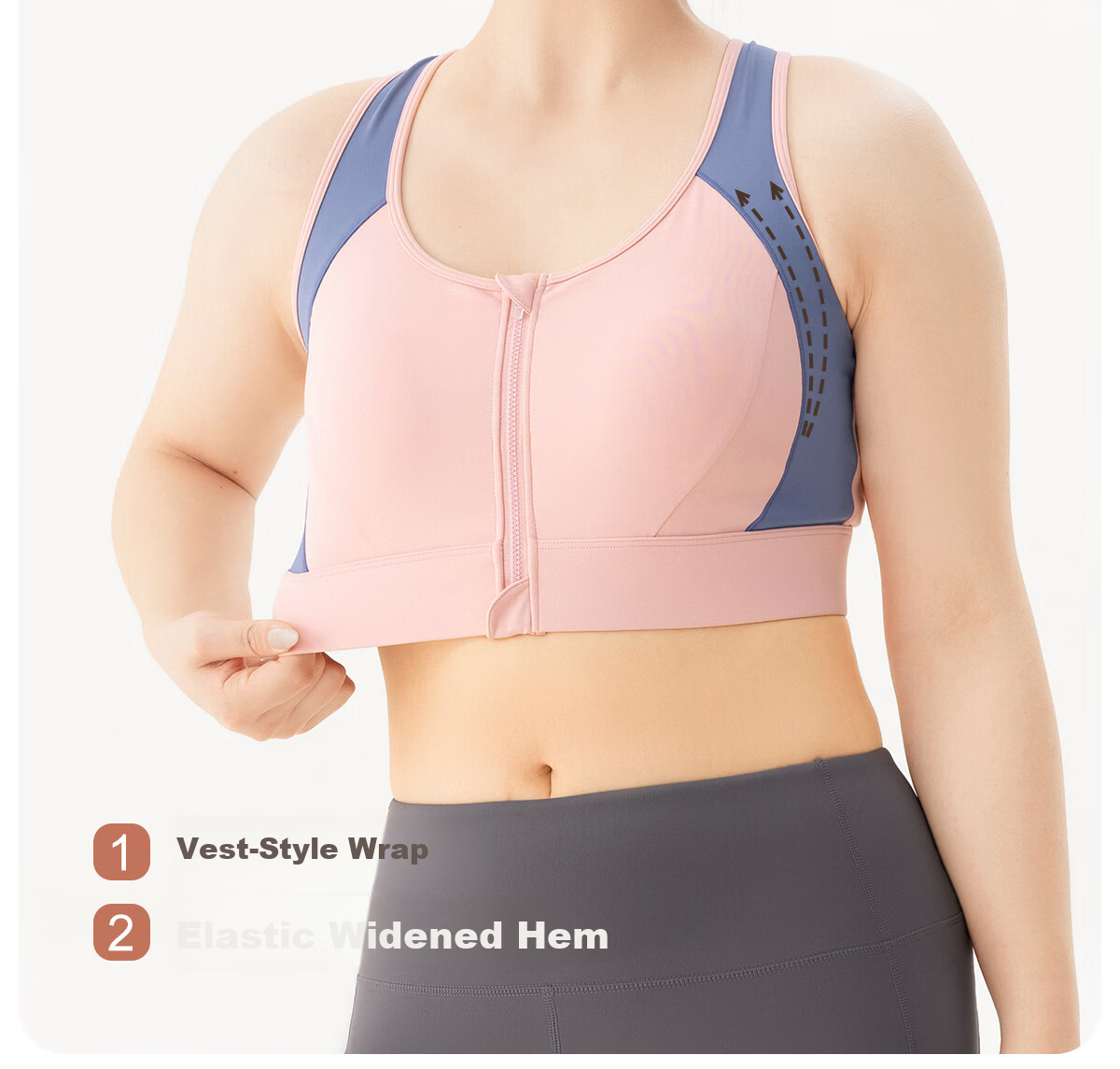 361° Plus Size Sports Vest Shockproof Anti-Sag Front Zipper Yoga Bra Fitness Plus Size Women's Sportswear 7