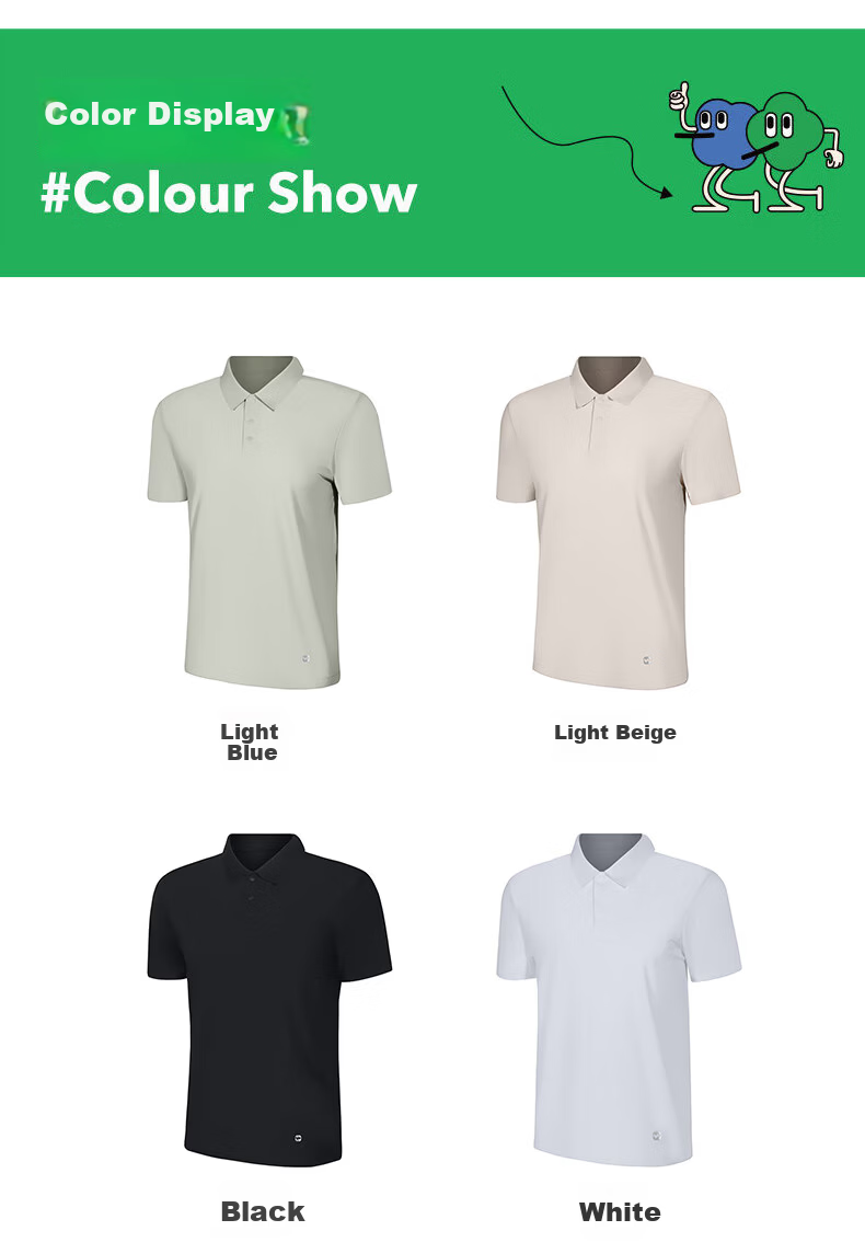 Seamless Cooling Polo T-Shirt Quick-Dry Short Sleeve Breathable Sun Protection Wrinkle-Resistant Sweat-Wicking Soft Skin-Friendly Couple Black L 6