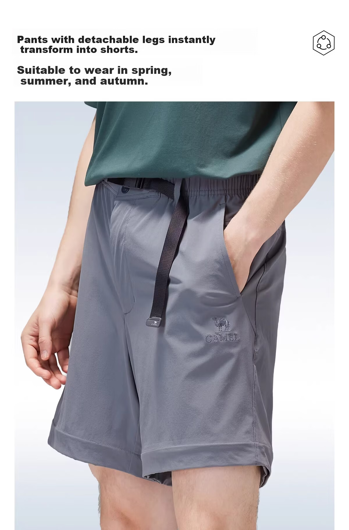 CAMEL [Wang Junkai Edition] Outdoor Quick-Dry Military Pants 26 Spring Summer Cooling Detachable Shorts Hiking Mountaineering Trousers 10