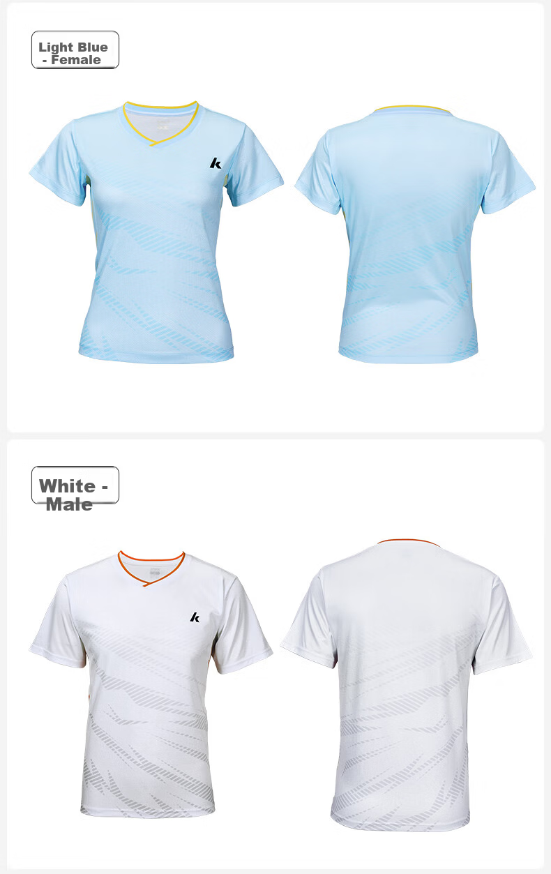 KAWASAKI Women's Badminton Short Sleeve + Shorts Sports Set Sweat-Absorbing Quick-Dry Breathable Training Suit D2827 White XL 16
