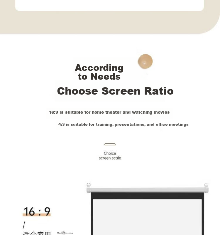 Ganyi HD Manual Self-Locking Projection Screen White Fiberglass C100 100-inch 16:9 for Home Office Education Hidden Ceiling Wall Mount Compatible with XGIMI, JmGO, Dangbei, Epson 16