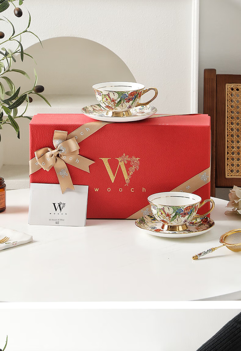 WOOCH Midsummer Garden Series Coffee Cup and Saucer Gift Set High-Value Couple Cups Wedding Birthday Housewarming Gift 7