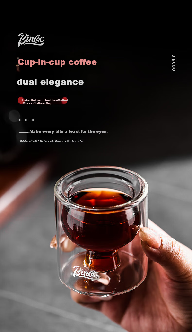 Bincoo High-Temperature Resistant Glass Coffee Cup, Stylish Ice Americano Latte Cup, Minimalist Exquisite Australian White Coffee Cup 1