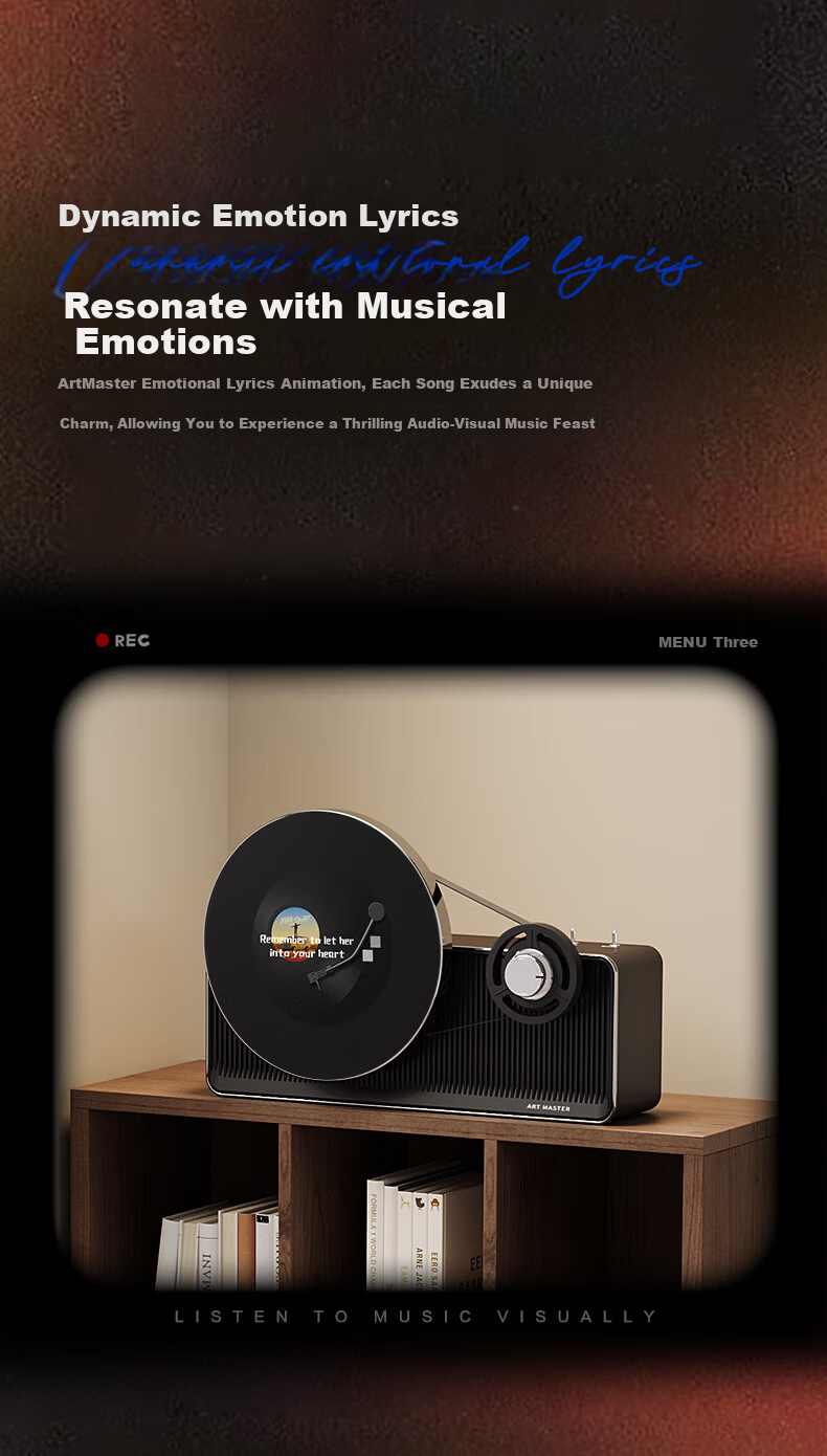 ART' MASTER Retro1 Album Vinyl Lyrics Speaker Bluetooth Desktop Speaker Home Living Room Bedroom Smart Birthday Gift 7
