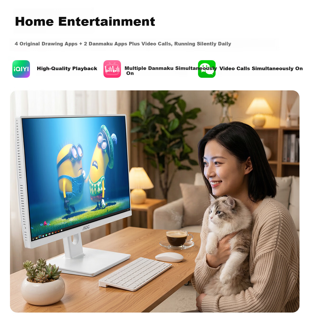 AOC 27-inch All-in-One PC HD AI Office Commercial Home Study Desktop Computer (12th Gen Core i5-12450HX, 16GB RAM, 1TB SSD, Keyboard and Mouse) 13