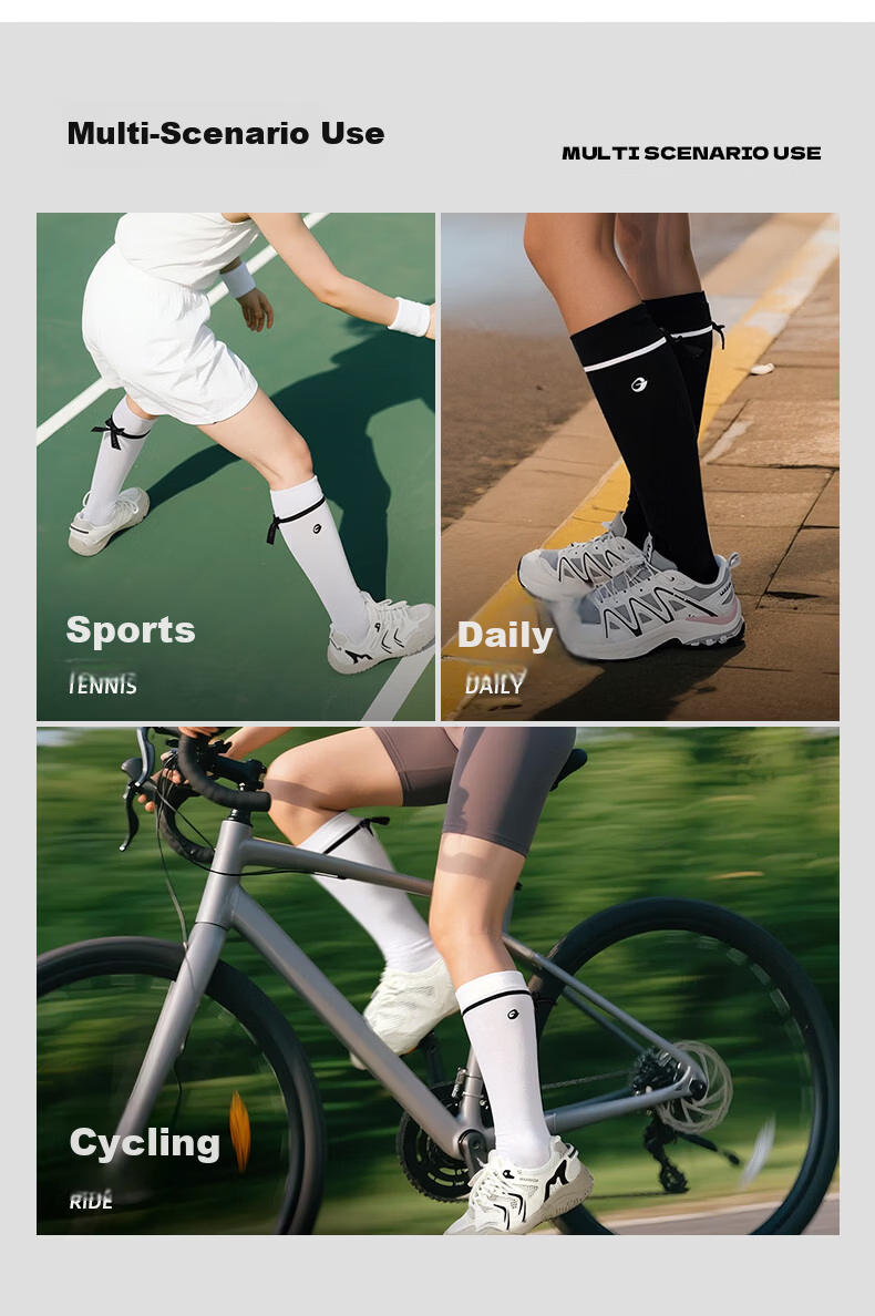 GOLOVEJOY Women's Long Tube Socks Summer Breathable Bowknot Mid-Calf Socks Running Golf Sports Socks Snow Peak White 6