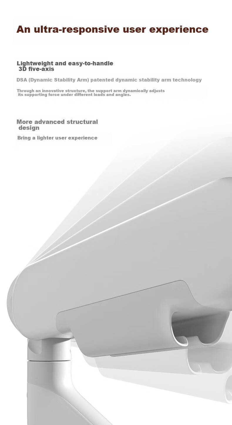 Huixiang Monitor Stand Desktop Computer Single Screen Mechanical Arm No-Drill Adjustable Height Telescopic Rotating Column Stand AE3 Nebula White 4