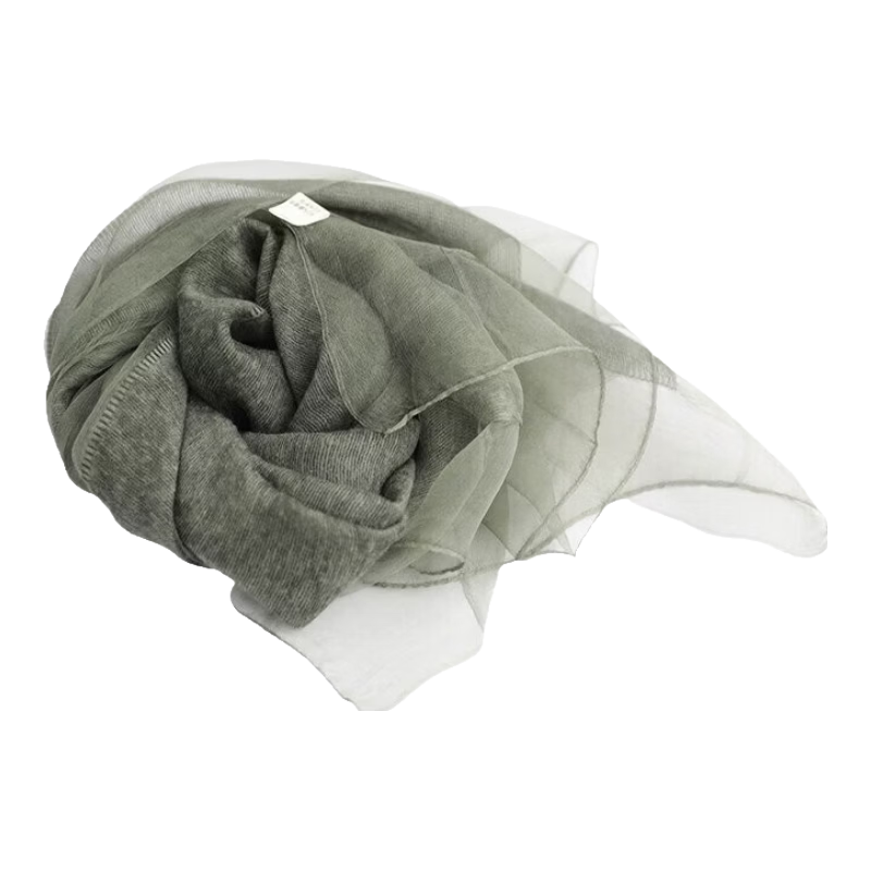 Lagur Lightweight Thin Double-Layer Silk Blend Beige Scarf Shawl for Women Spring Autumn Fashion Green Wrap Stole