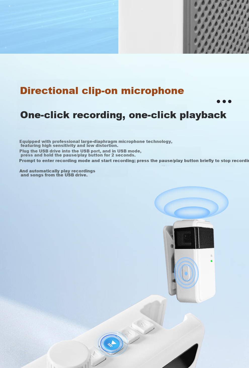 JiliMi Wireless Magnetic Clip-on Lavalier Microphone Mini Speaker Teacher Dedicated Bluetooth Speaker U Disk Anti-Howling Speaker Microphone Tour Guide Outdoor Waterproof K1 White 7