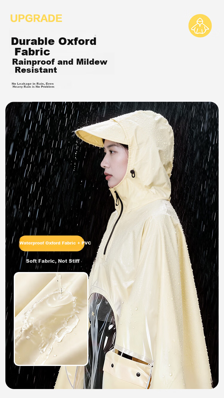 Deli Multifunctional Cape Raincoat for Hiking, Climbing, Camping, Electric Scooter and Motorcycle Riding 8