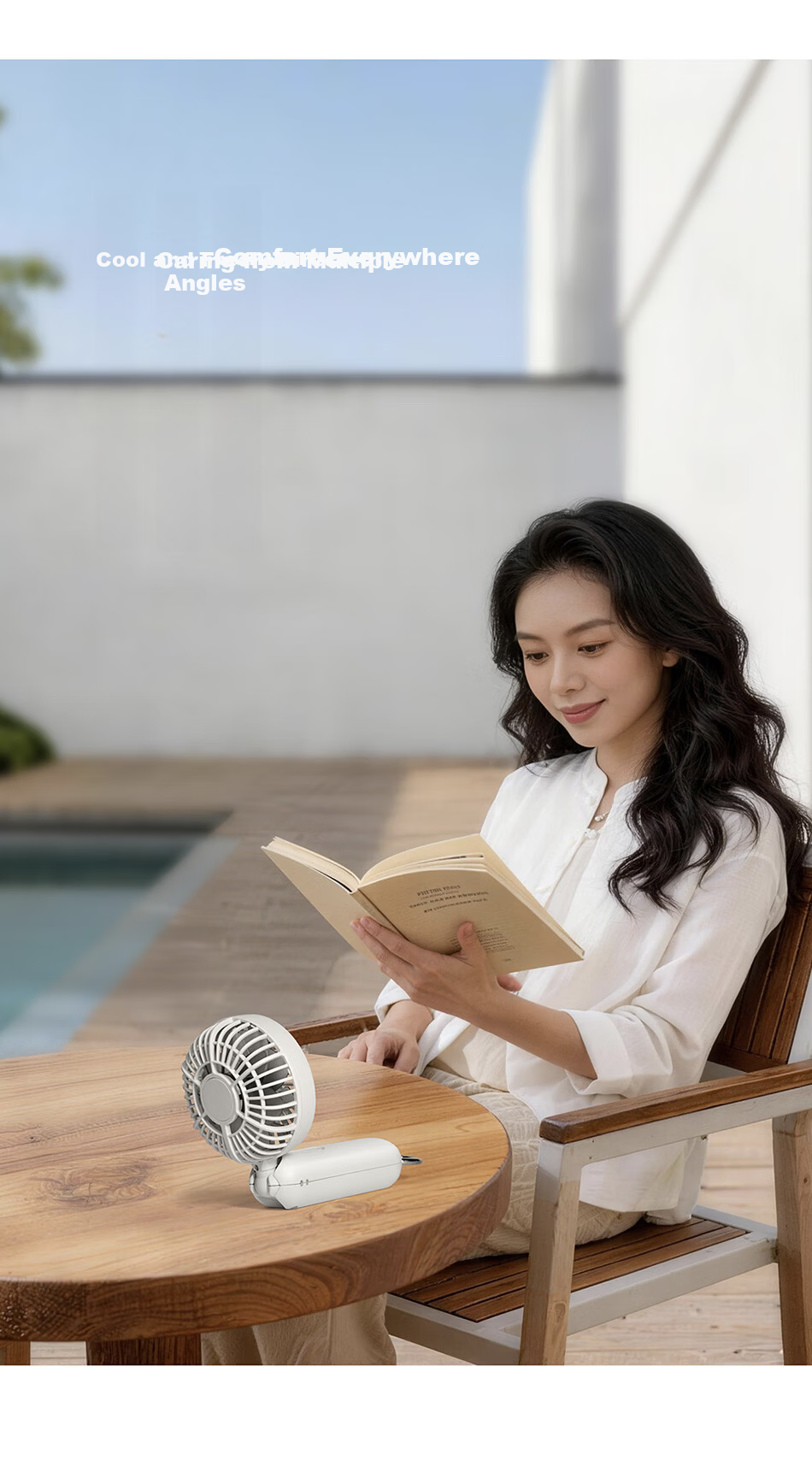 RHYTHM Japan Ultra-Quiet Handheld Fan Office Desktop Portable USB Rechargeable Long Battery Life Neck Hanging Mini Cooling Fan 9ZFA44DL13 Light Green 11