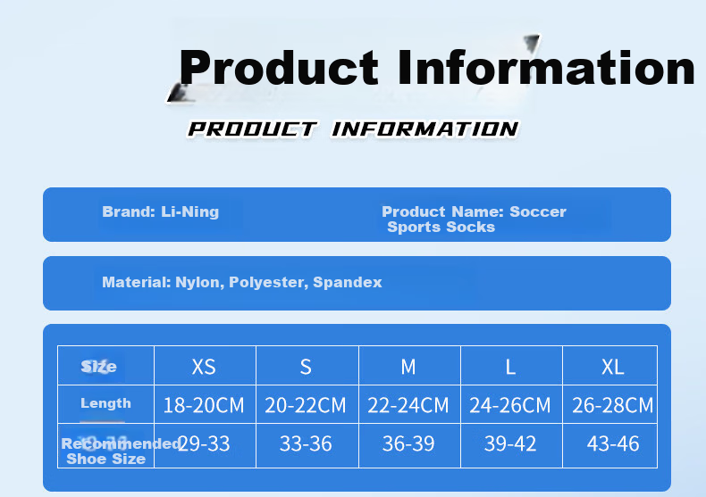 Li-Ning Football Socks Long Tube Adult Children Thickened Towel Bottom Professional Training Competition Non-Slip Breathable Socks Black S 20