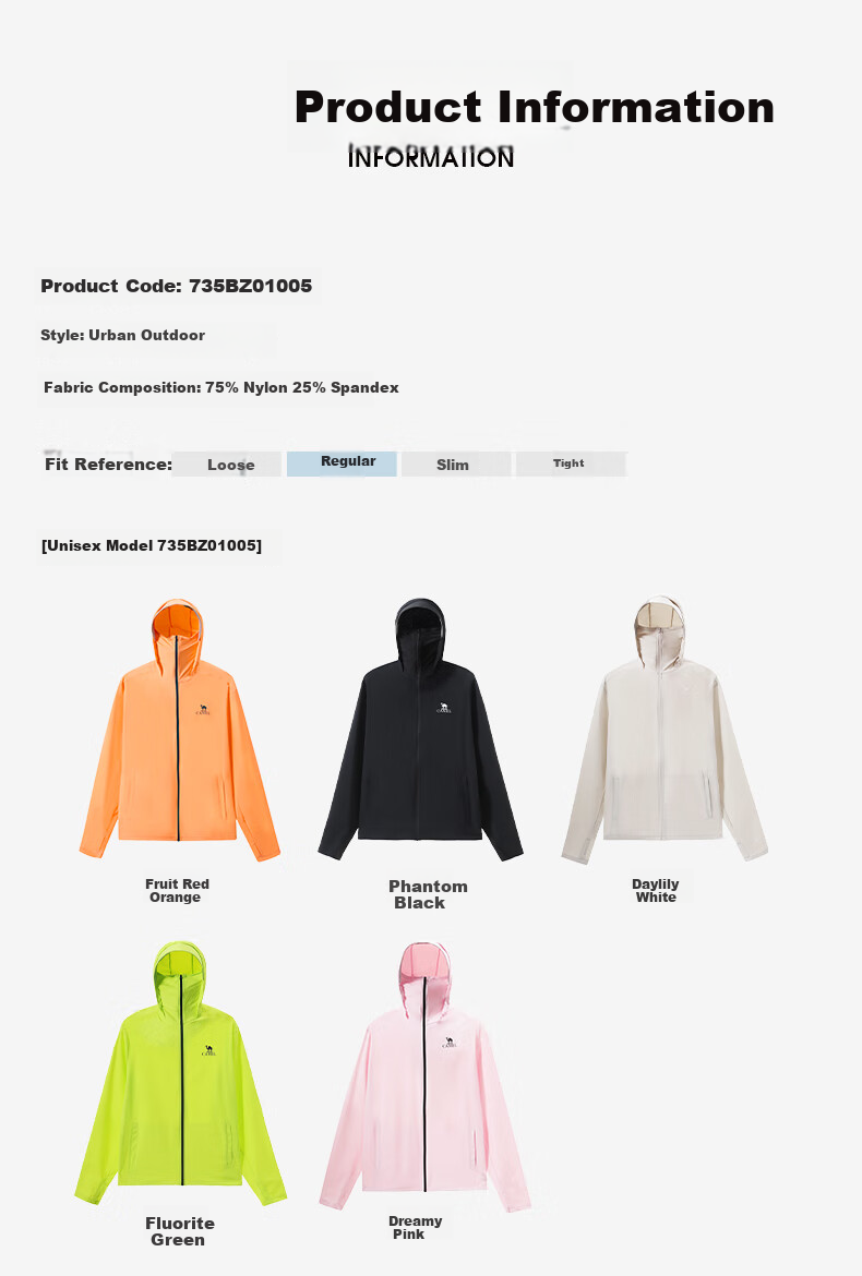 CAMEL 【Muyu】 2025 Spring New Original Yarn Sun Protection Jacket for Men and Women, Euro Style Ice Silk Quick-Dry Cooling Sun Protection Shirt XS 9