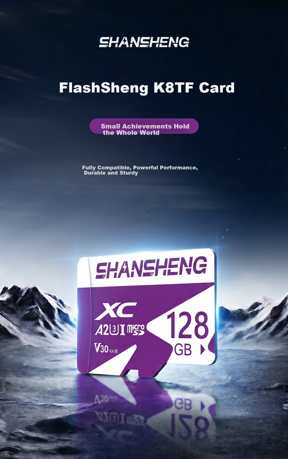 Shansheng 64GB TF (MicroSD) Memory Card A1 U3 V30 C10 Storage Card K1 Green Card Compatible with Dash Cam Surveillance Camera Mobile Phone High-Speed Memory Card 1