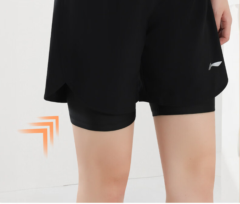 Li-Ning Shorts, Summer Women's Sports Running Marathon Fitness Quick-Dry Casual Two-In Beach Shorts with Lining Pants 16