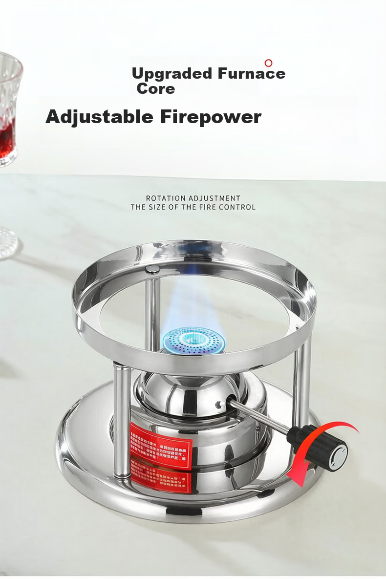 VNASH 304 Stainless Steel Single-Person Small Hot Pot Gas Stove Adjustable Moonlight Silver Glass Hot Pot Cooker 4