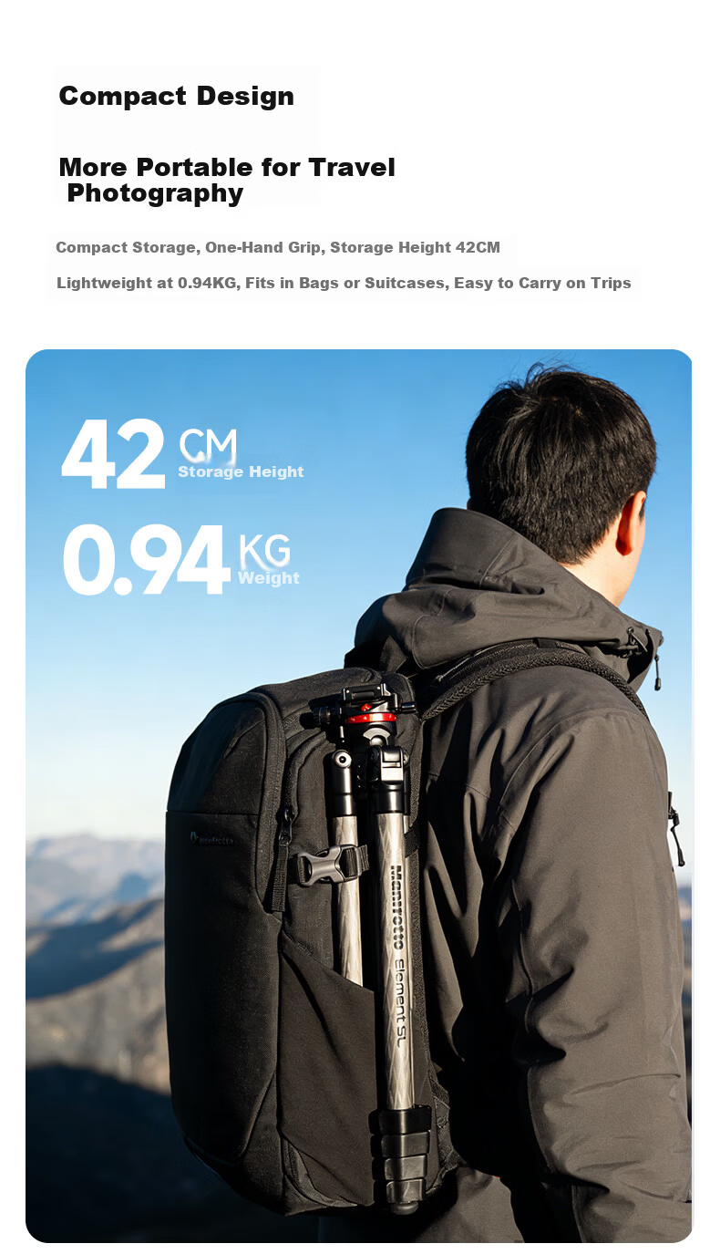 Manfrotto MKELESLLCBK-BH Carbon Fiber Tripod with Ball Head for DSLR and Mirrorless Cameras, Travel Photography and Videography Support Stand 12