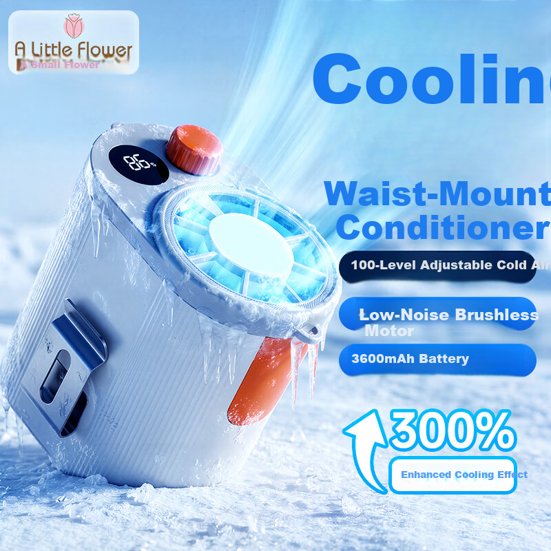 ALittleFlower 2026 New Waist Hanging Cooling Mini Turbo Fan Outdoor Camping Portable Neck Hanging Dorm Long Battery Life Mini USB Rechargeable High Power Fan