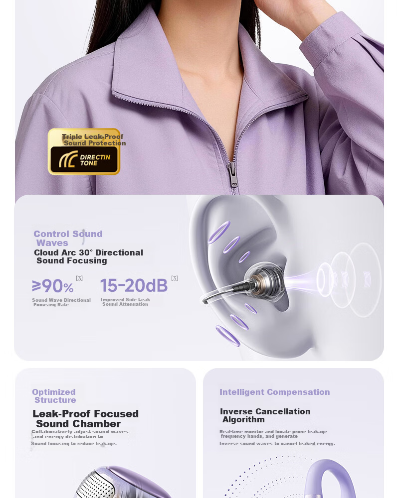 Yinbeiqi New ClipAir Wireless Bluetooth Earphones AI Translation Clip-On Bone Conduction Open-Ear Sports Earhooks for Apple Huawei 12