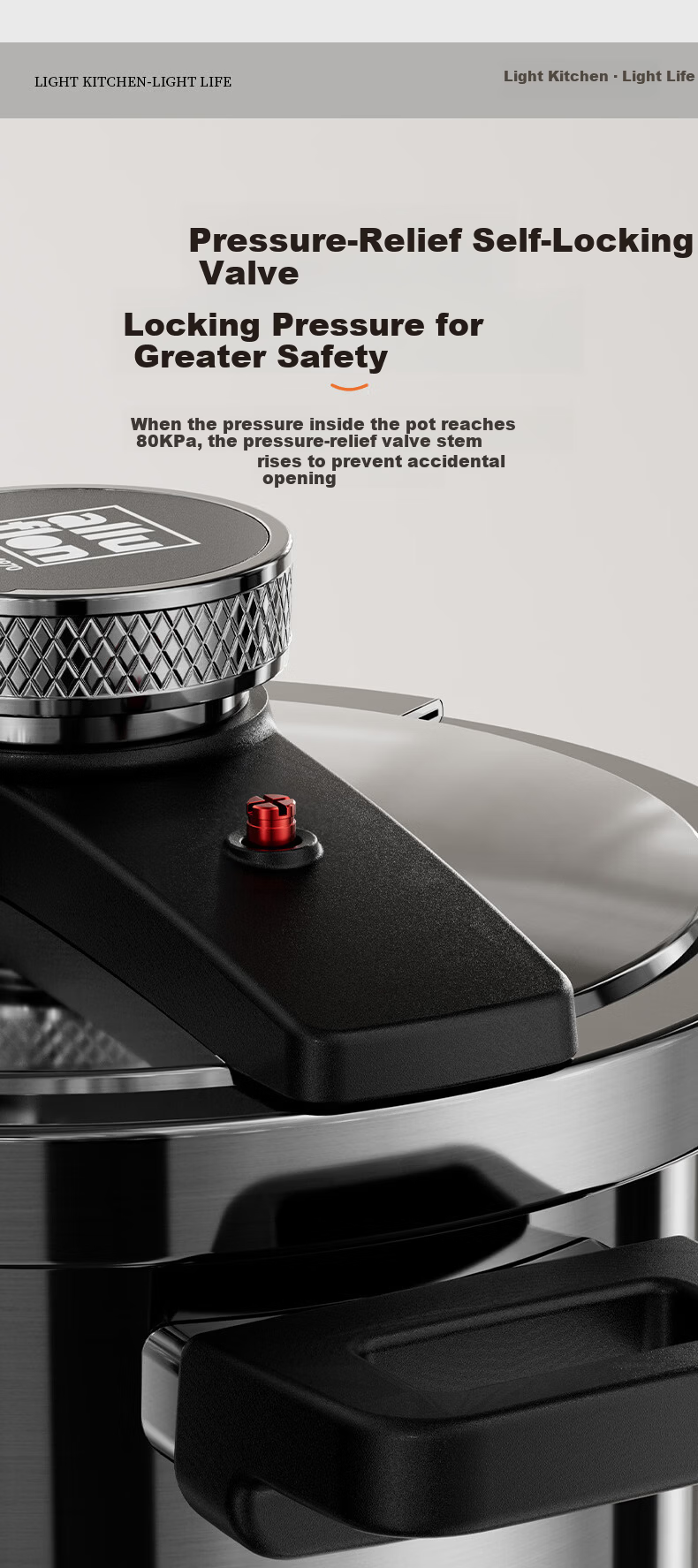 Alluflon Pressure Cooker Explosion-Proof High-Pressure Pot 304 Stainless Steel Single-Hand Open Induction Cooker Compatible 6L Household for 3-4 People 12