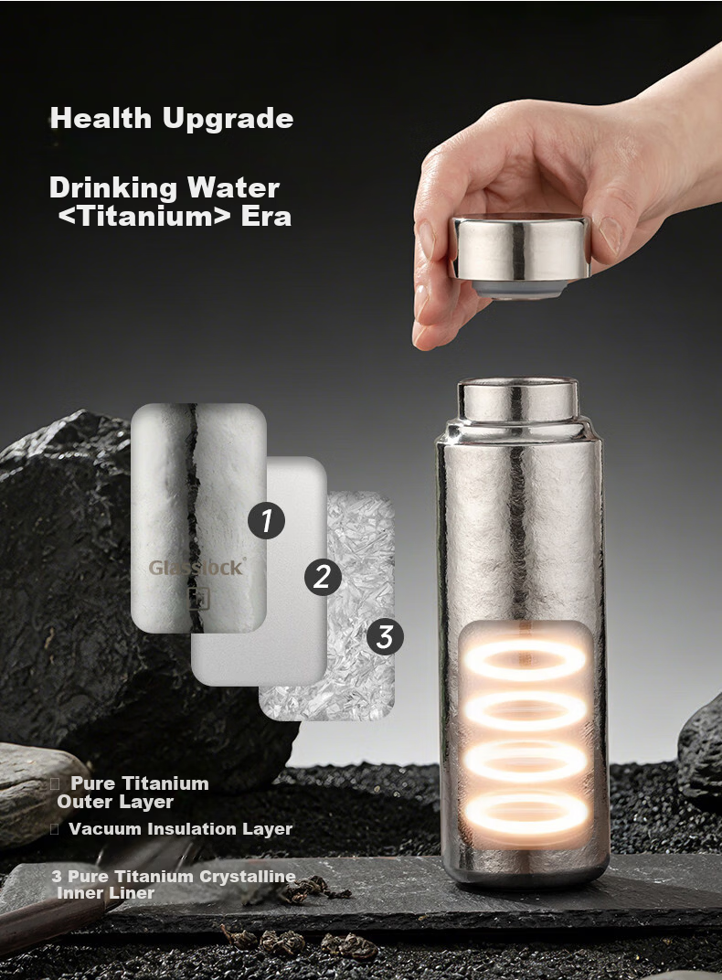 GLASSLOCK Pure Titanium Insulated Cup High-End Tea Steeping Cup Outdoor Portable Small Tea Cup Business Office Titanium Cup 280ml 3