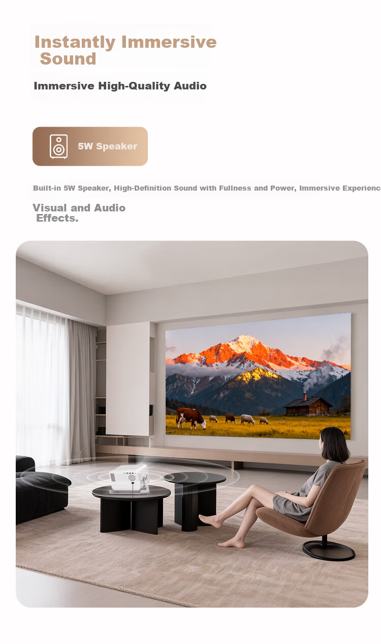 AOC D1 Pro Home Projector True 1080P HD High Brightness Smart 360° Pan-Tilt Portable Projector for Home Theater Bedroom Gaming Conference Office 8