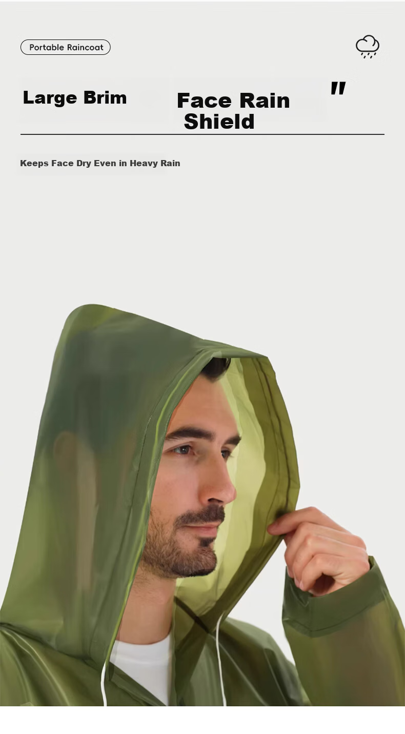 40,000 KM Disposable Long Raincoat Full Body Heavy-Duty Adult Anti-Rain Outdoor Hiking Travel Single-Person Portable Poncho 3