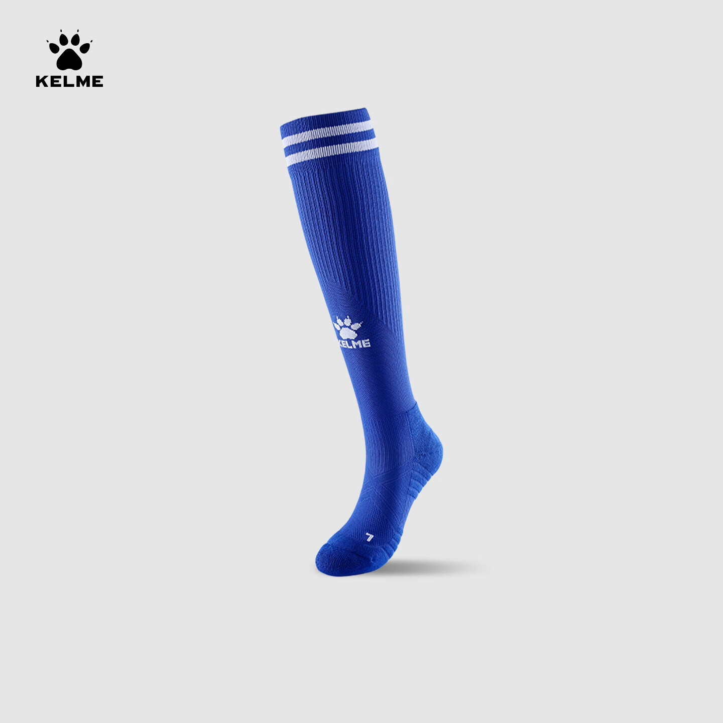 KELME Kids Long Tube Football Socks Thickened Terry Bottom Non-Slip Seamless Sports Socks M Blue