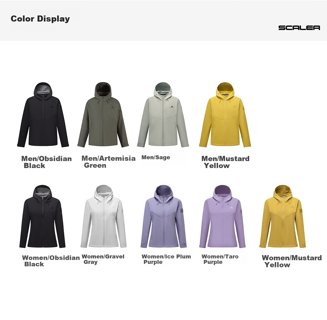 SCALER Outdoor Softshell Jacket Unisex Windproof Warm Sports Casual Hooded Coat Women F2916D61 19