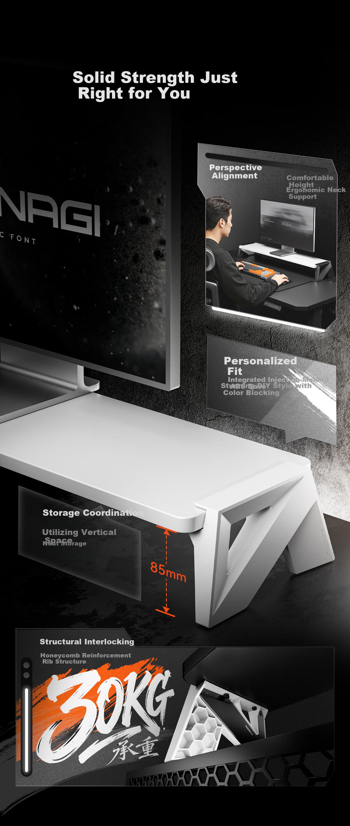 Songneng Monitor Stand Riser Multi-Functional Desktop Computer Stand Laptop Stand Screen Display Riser D30-W+D30-B6020 2