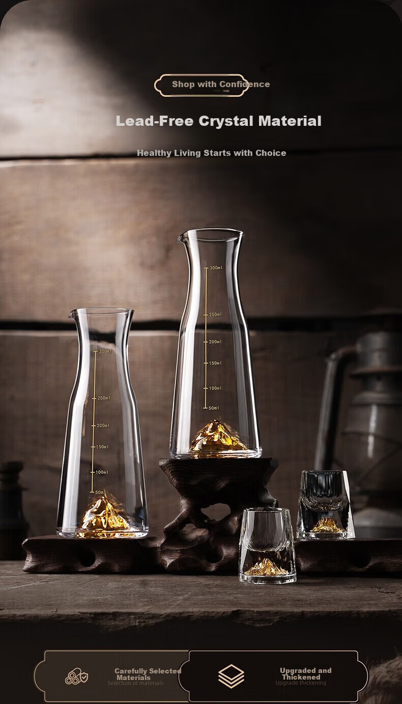 Vankachi Luxury Crystal Glass Baijiu Decanter Set 1 Pot 6 Cups Business Gift Birthday Housewarming Present 1