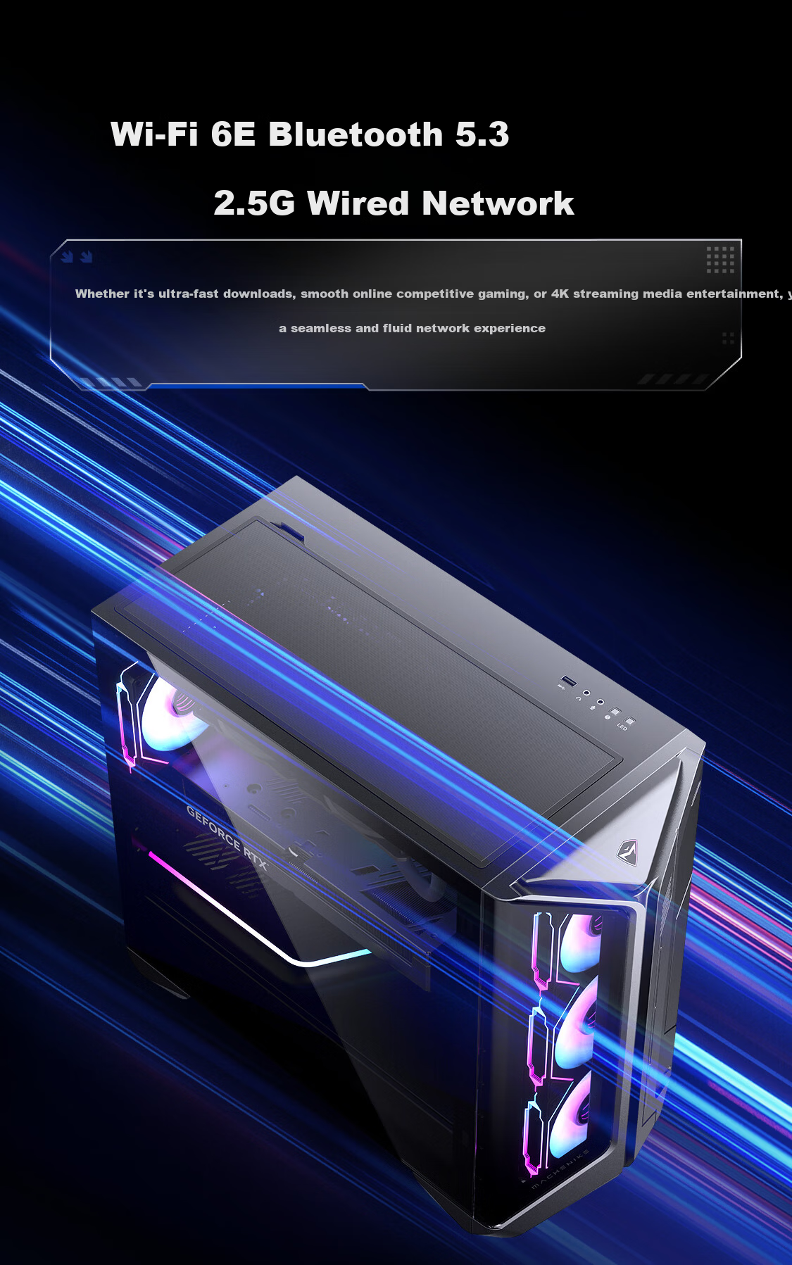 MACHENIKE Dawn Pro High-Performance Gaming Desktop PC Ai Design Workstation (i5-14400F 32GB DDR5 1TB RTX 5060 Ti) Liquid Cooling National Subsidy 5