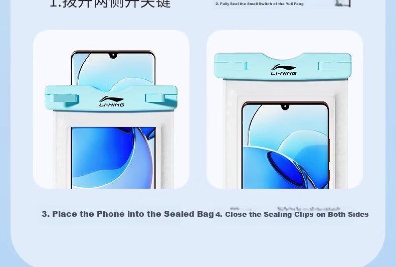 Li-Ning Waterproof Phone Pouch Touchscreen Underwater Camera Lanyard Swimming Diving Rafting Hot Spring Rainproof Case 9