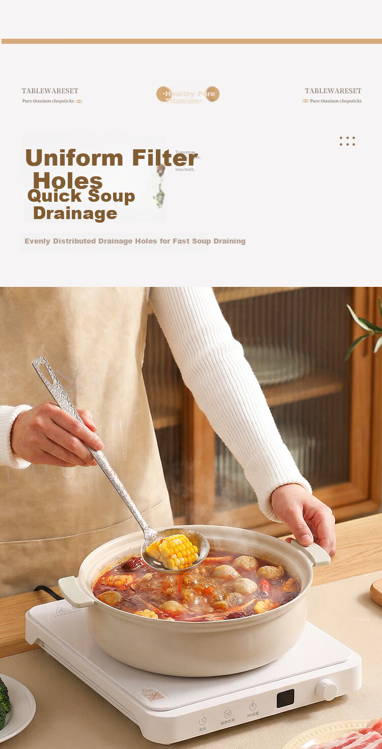 MAXCOOK Pure Titanium Soup Ladle Hot Pot Spoon Porridge Spoon Household Long Handle Hot Pot Soup Ladle MCCU1757 6