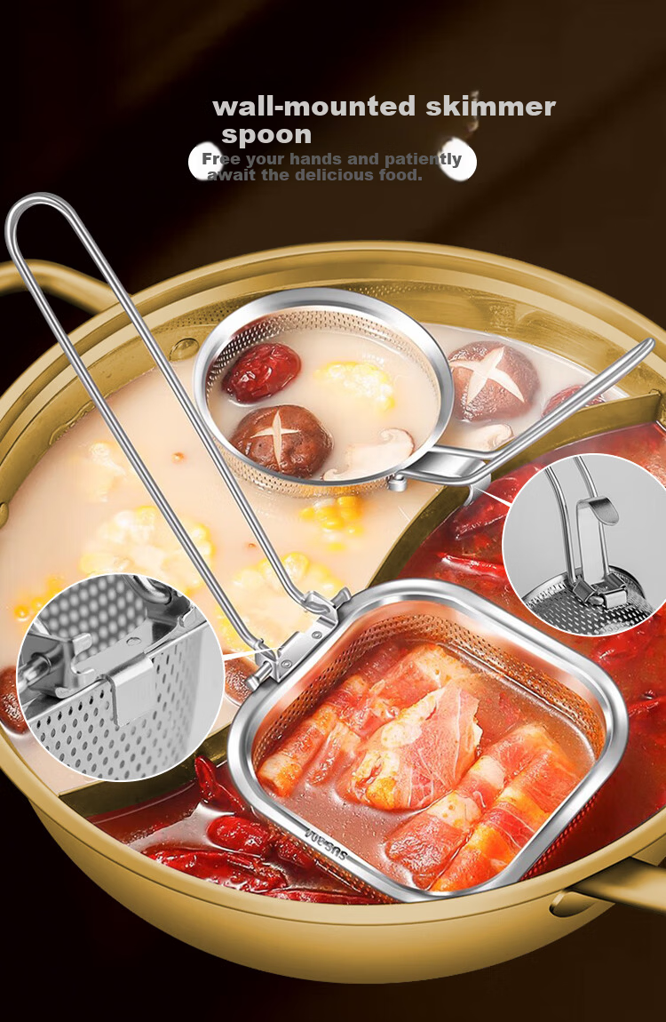 Banwushenghuo 304 Stainless Steel Soup Ladle Hot Pot Spoon Set, Small Soup Ladle, Strainer Spoon, Thickened Long Handle Porridge Spoon, Scoop Spoon, Filter Spoo 4