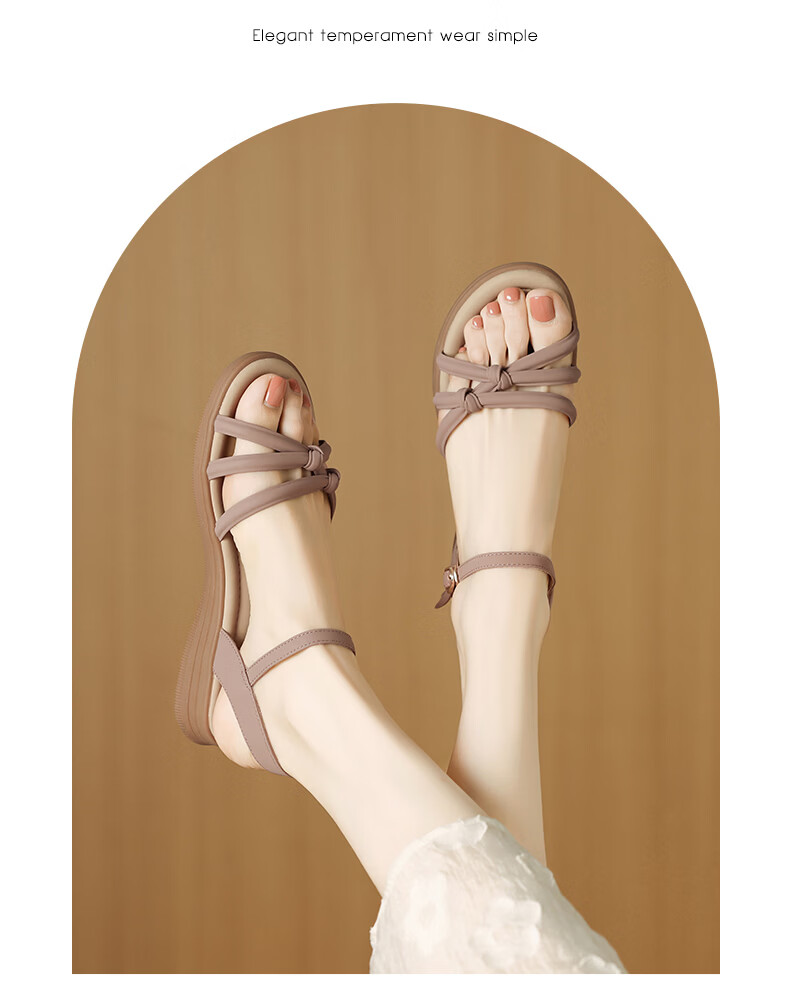 MULINSEN Women's New Commuter Elegant Roman Sandals Breathable Lightweight Summer Sandals Beige Size 39 16