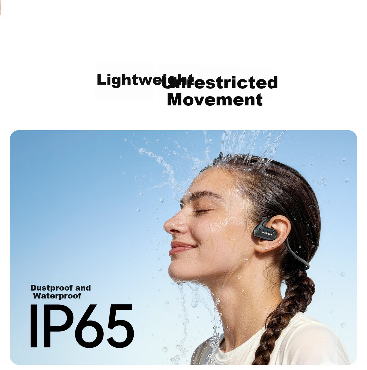 Langston Bluetooth Open-Ear Wireless Bone Conduction Headphones Sports Running Cycling Non-In-Ear Earphones Compatible with Apple BE25 Lilac Purple 3