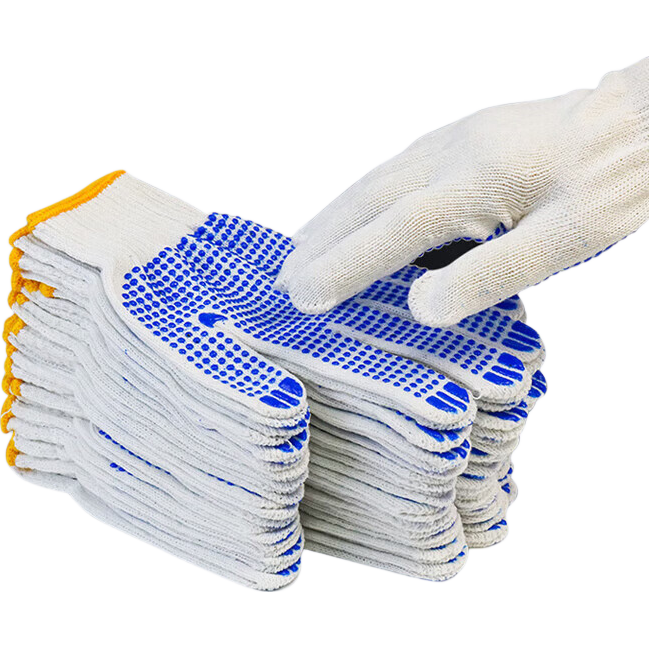 Huixiang JD Industrial Private Label Yarn Coated Work Gloves Point Plastic Anti-Slip Wear-Resistant 20 Pairs/Pack