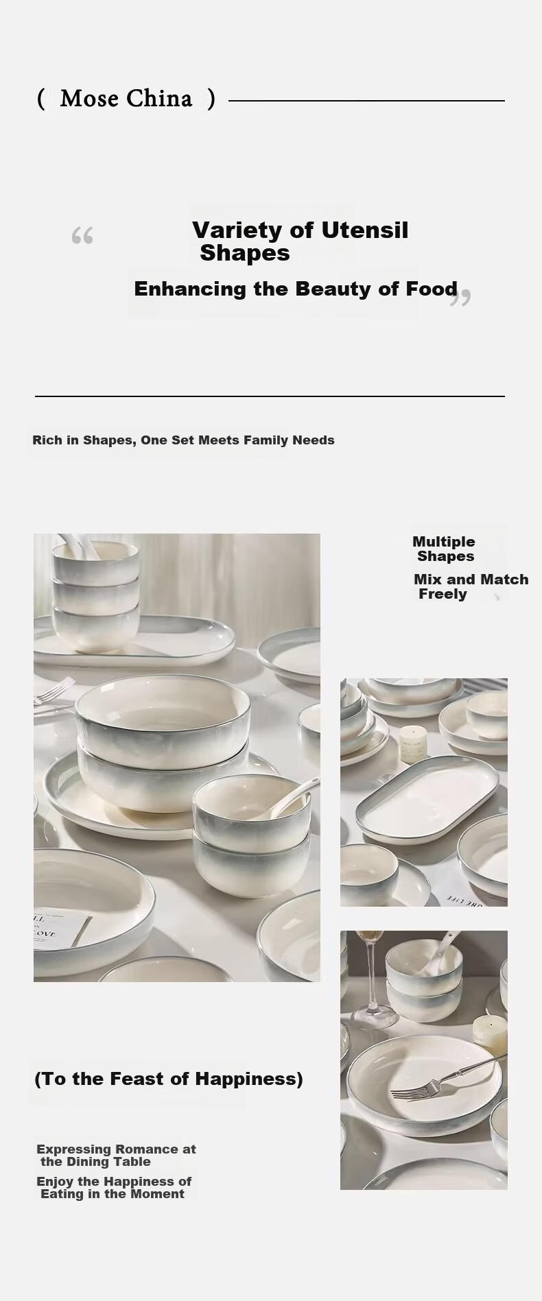 Ink Color Premium Tableware Set Home Use 2026 New High-Value Bowls and Plates Housewarming Ceramic Dinnerware 48 Pieces 6