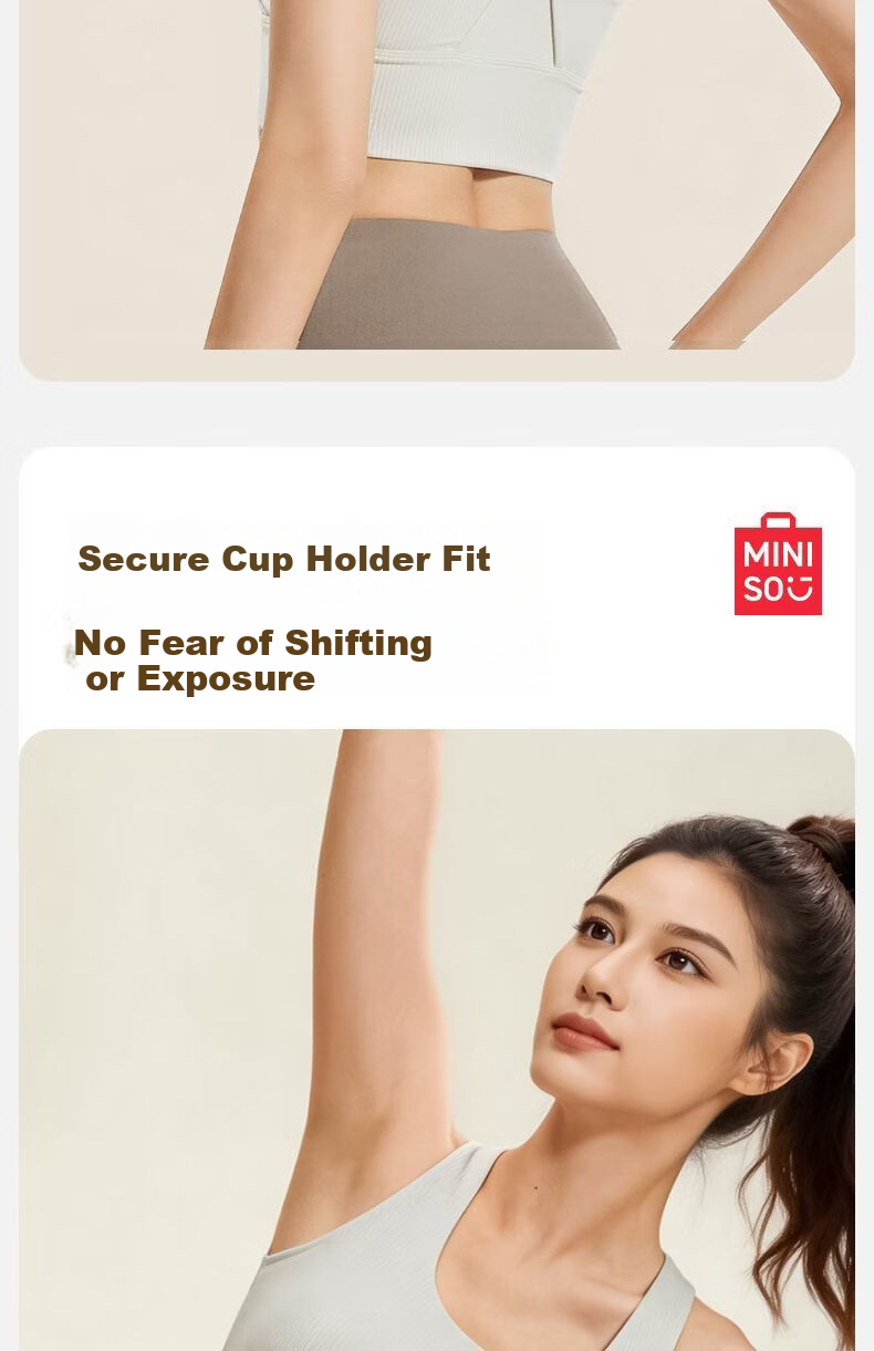 MINISO Women's Breathable Summer Striped Shockproof Sports Bra Cross Strap Yoga Fitness Outdoor 5