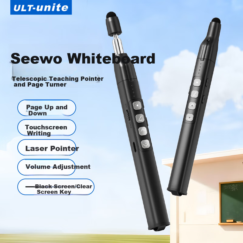 ULT-unite Laser Pointer Presentation Remote Teacher Multifunctional Telescopic Teaching Pointer Compatible with Seewo Whiteboard PPT Touch Writing Pen Wireless Remote Multimedia Hot Selling Model