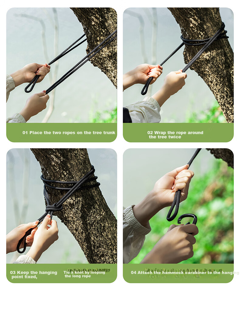 JEEP Mosquito-Proof Hammock Outdoor Adult Anti-Tip Indoor Children's Cradle Swing Tent with Thickened Ropes Military Green 16
