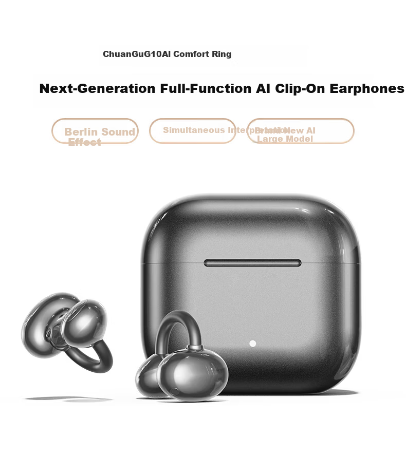 Chuangu 2026 New Berlin Sound Effect TOP1 Bluetooth Bone Conduction Clip-On True Wireless In-Ear AI Translator Open Sports Cycling Long Battery Life Earphones 1