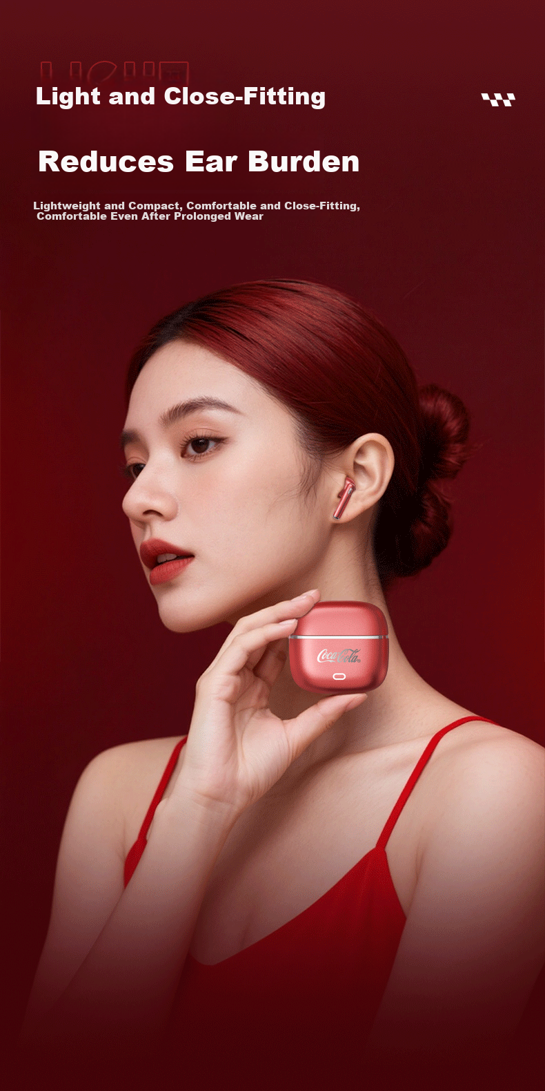 Coca-Cola CX01 Bluetooth Earbuds Semi-In-Ear True Wireless Gaming Sports Music Earphones Long Battery Life 2026 Latest Unisex Student Gift 2