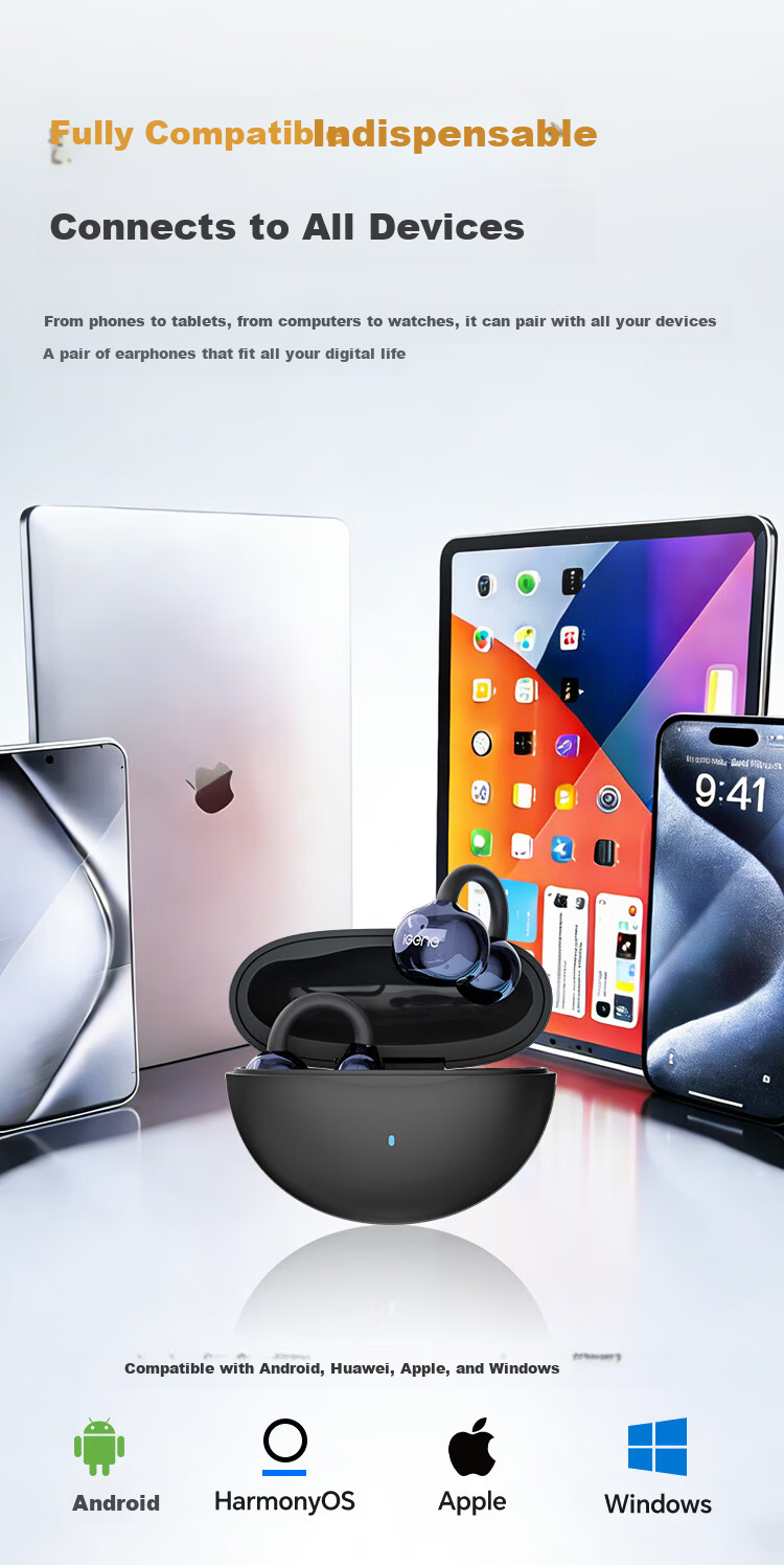 JiYin [Exquisite Fully Equipped 48 Hours] 6.0 Bluetooth Clip-On Earphones Music Sports Running Long Battery Life Open Non-In-Ear Bone Conduction Concept Ear Hook New Model Jinbang 15