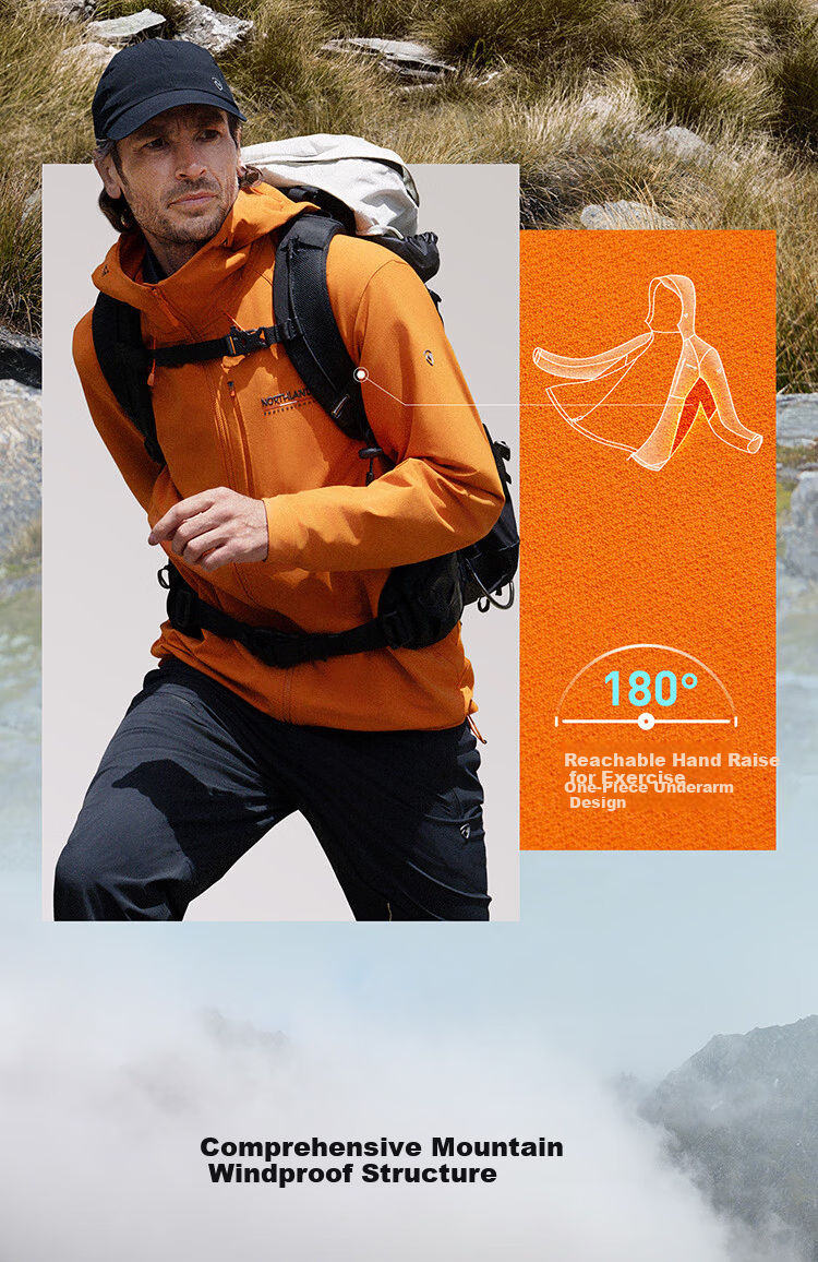 NORTHLAND Gangren 3.0 LT Men's Lightweight Softshell Jacket 2026 Spring Summer Outdoor Mountaineering Hiking Durable Stretch Thin Coat 8