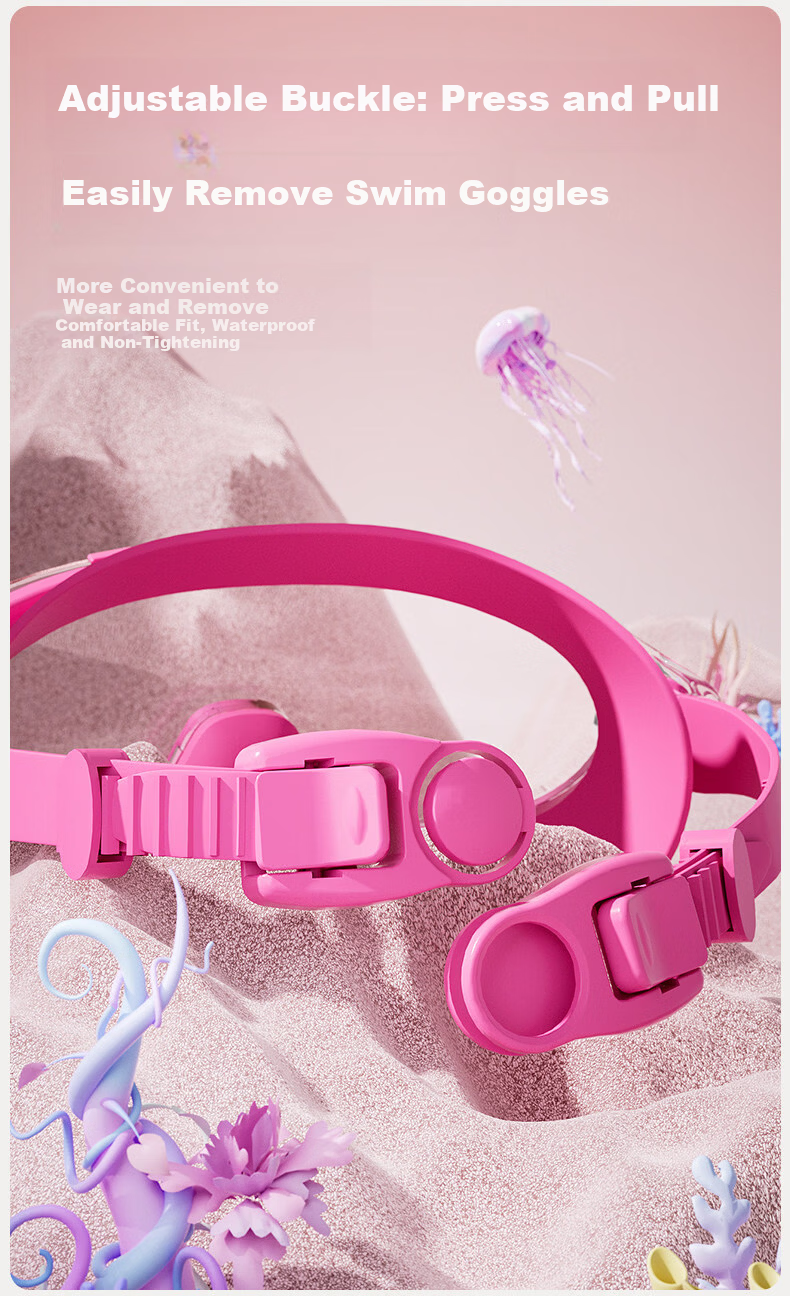 Disney Kids Swimming Goggles HD Waterproof Anti-Fog Professional Baby Protective Goggles D66600S Pink Strawberry Bear 5
